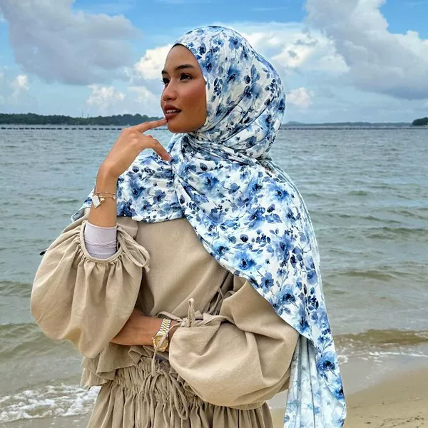 【High-Quality Mercerized Cotton Print】 Jersey Print Bohemian Style Watercolor Jersey Print Scarf