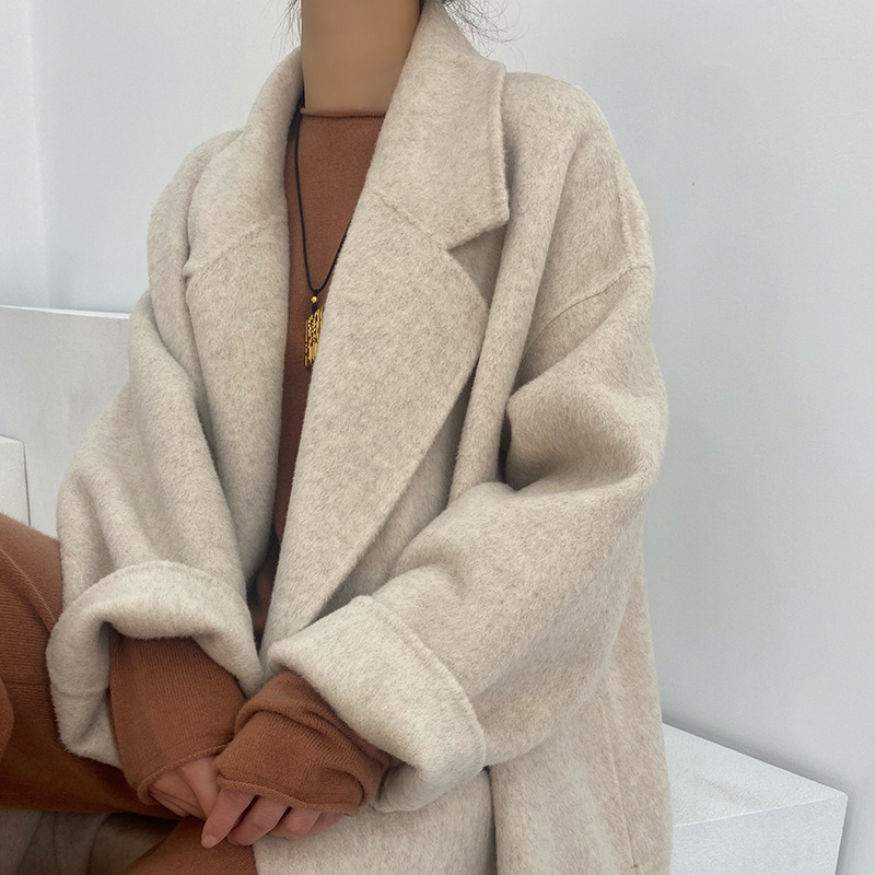 Double-Sided Cashmere Coat Women's Alba Card Double-Sided Laid-Back Hepburn Alpaca Suit Couple's Woolen Jacket Trendy