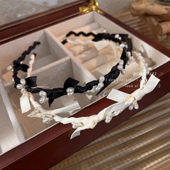 仙氣飄飄珍珠蝴蝶結髮箍2023年網紅新款氣質溫柔頭箍外出髮飾女