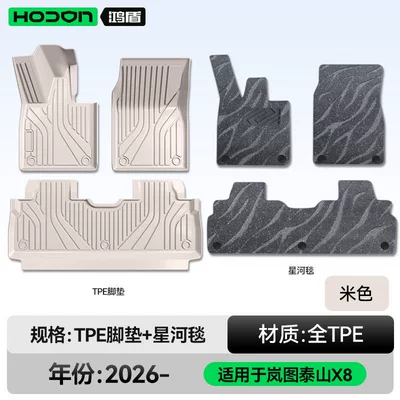 Modelə uyğun ayaqaltı: Tpe26 New Model Car Interior - lantu-taishan-x8-26-models-double-layer-foot-pad-beige-tpe-thickened-gray-galaxy-blanket-starlight-embellishment