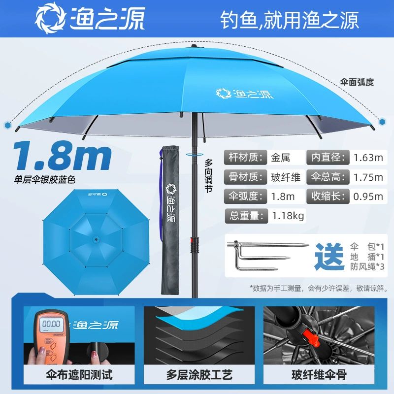 Рыболовный зонт Источник Рыбалка Однослойный зонтик Открытый зонтик Кемпинг Портативный солнцезащитный кемпер Специальный зонтик