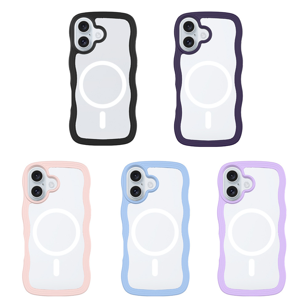 Aplicable en stock para iPhone16E acrílico transparente 2 en 1 Shell ondulado 2.0mm conjunto de cerveza todo incluido a prueba de caídas