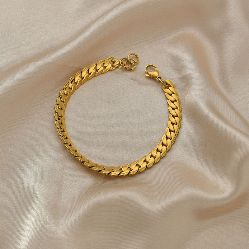 18K Gold Plated Plating Material Fashion Flower 304 Stainless Steel Plating No Inlaid 18K Gold Plated Unisex Bracelets