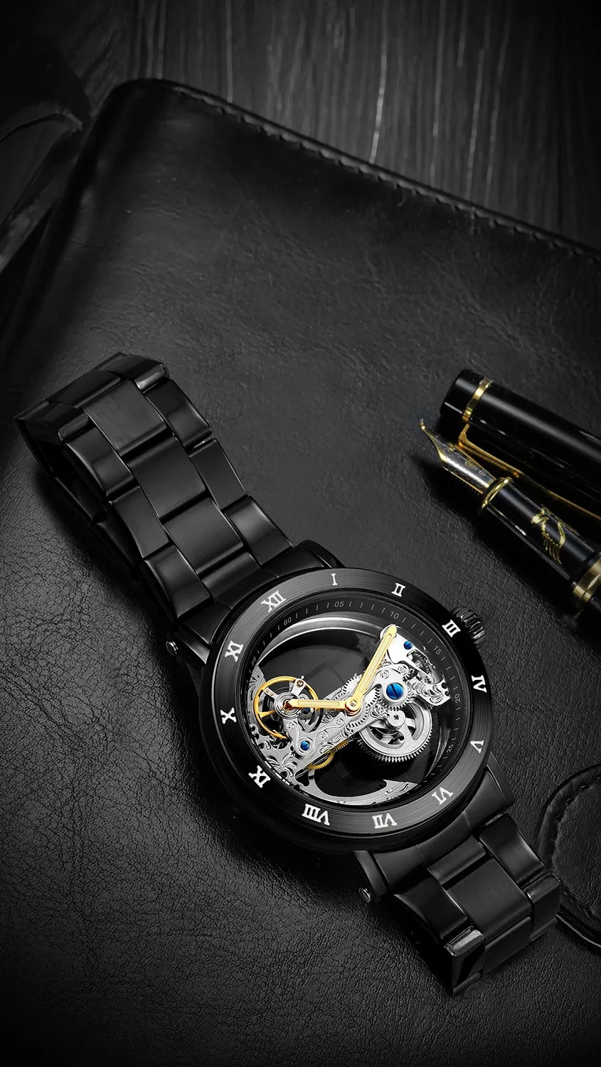 Fusini forsining Fashion Double-sided Hollow Watch Carved Movement Automatic Mechanical Watch_voghion.com