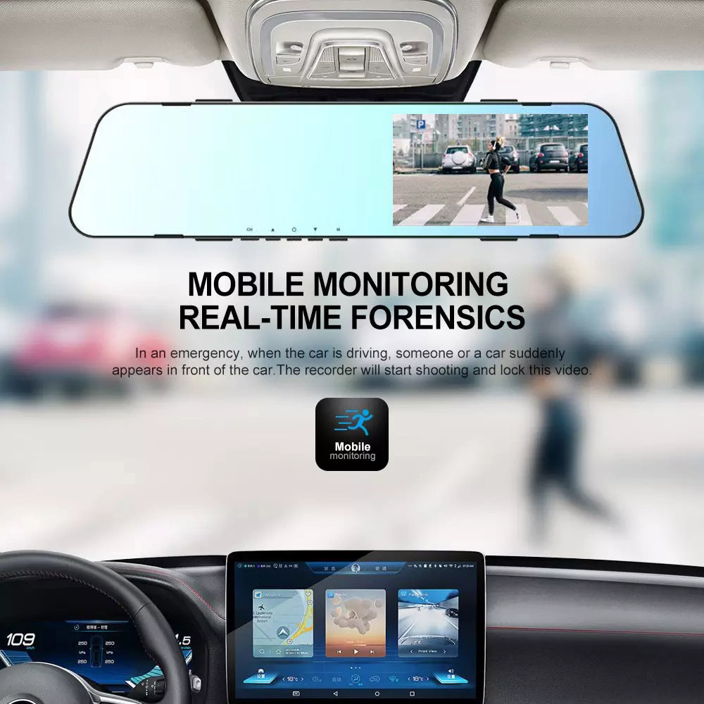 4.5 Inch Rearview Mirror Dash Cam 1080P