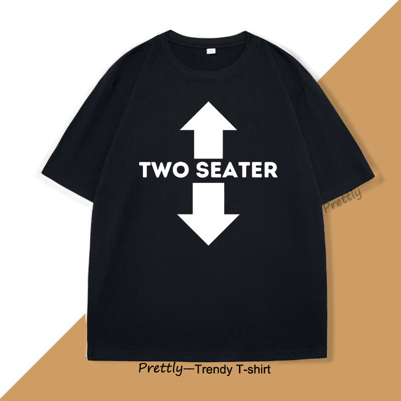 Cross-Border Popular Adult European Size Funny and Humorous Graphic Dad Cotton Seat Two】Short-Sleeved T-Shirt Cotton Joke