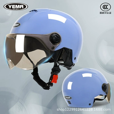 Motosiklet kaskı (dəbilqə): Certified Half Helmet Summer Electric - charming-purple-light-silver-short-mirror
