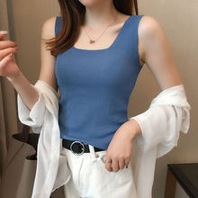 内搭冰丝吊带背心女秋季修身外穿性感无袖针织打底衫上衣一件代发