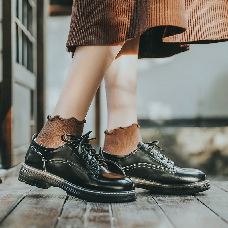 Красивая Маленькая кожаная обувь с круглым носком, Женская Новинка 2021 года, летняя тонкая обувь в японском стиле с круглым носком на шнуровке