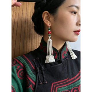 凉山彝女民族风耳坠耳环高级感镀银耳坠耳饰简约精致小众设计饰品