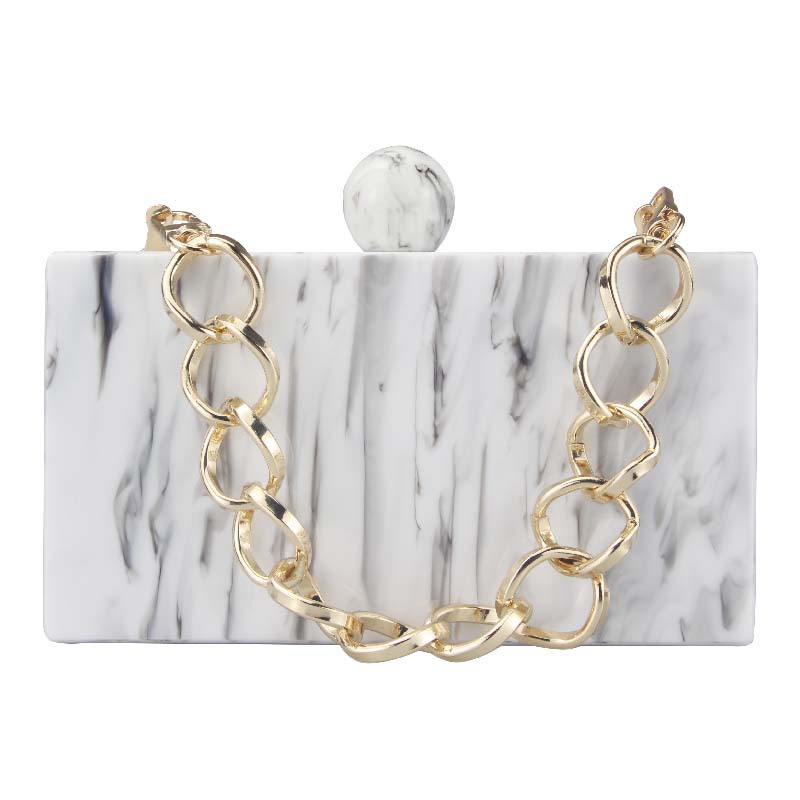 330g Weight Cotton Lining Material Clasp Frame Closure Type Chain Strap Type Shoulder Bag, Clutch Bag, Evening Bag Bags Type Party Occasion Acrylic Material Marble Pattern All Seasons Season Women's Gender Vintage Style Style Square Shape Sky Blue, White, Yellow Color Sky Blue White Yellow Arylic Marble Square Evening Bags 5