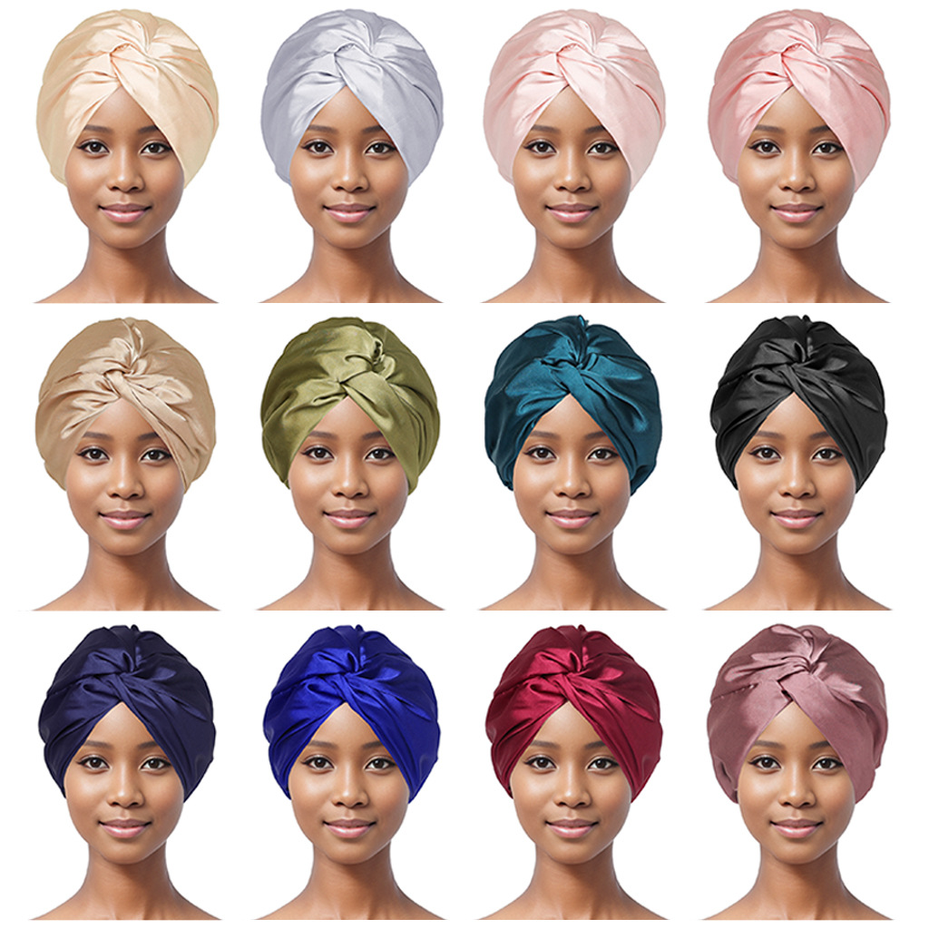 dwuwarstwowa regulowana czapka do spania damska czapka z daszkiem typu twist z satynową główką do chemioterapii_voghion.com