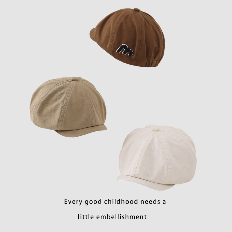 Sombrero de bebé otoño y invierno a prueba de viento letras coreanas boina de lengua de pato para niños y niñas caliente sombrero de primavera