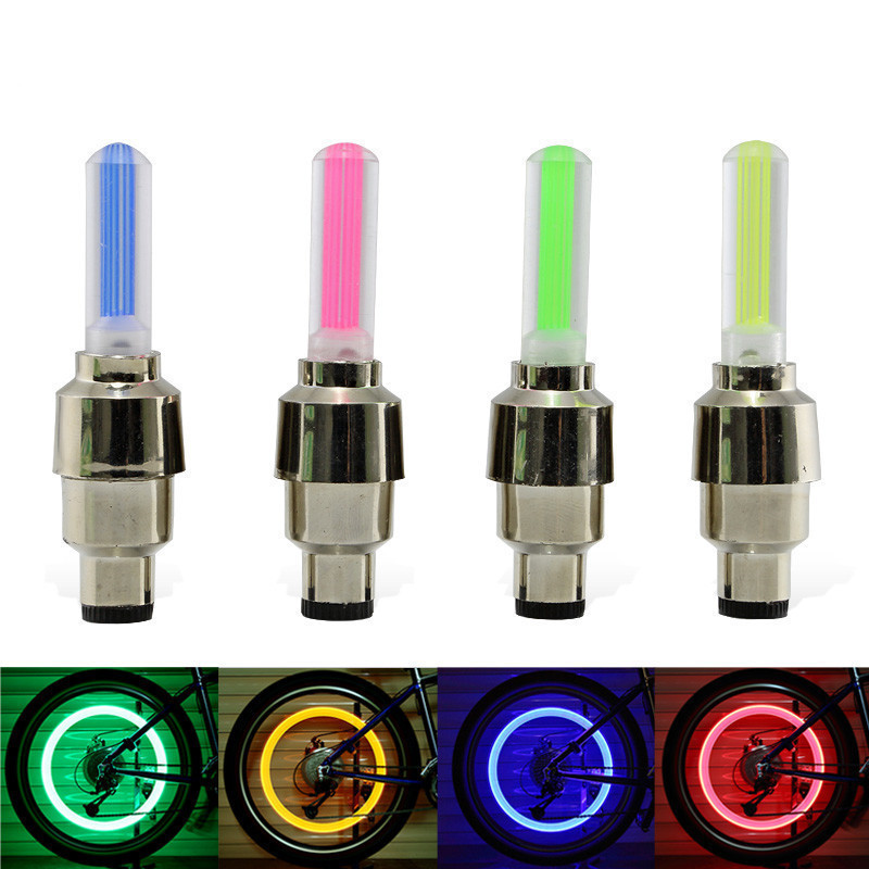 Bicycle gas nozzle lamp fluorescent rod-shaped wheel tire lamp Hot Wheel cycling equipment mountain bike valve lamp