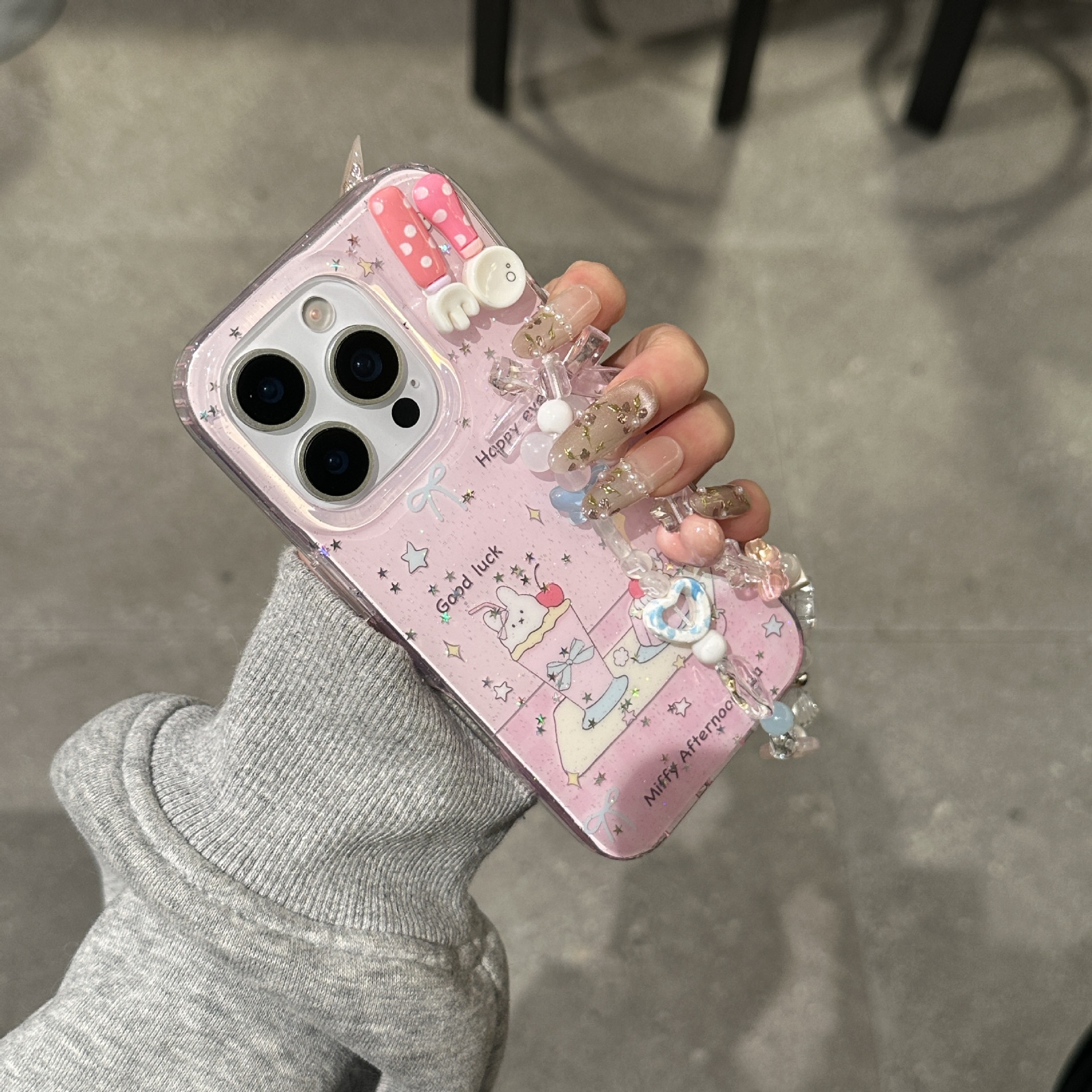 Chicas corazón lindo tenedor tridimensional cuchara para Apple 16ProMax funda para teléfono móvil 15/14 postre 13 cadena 15Pro