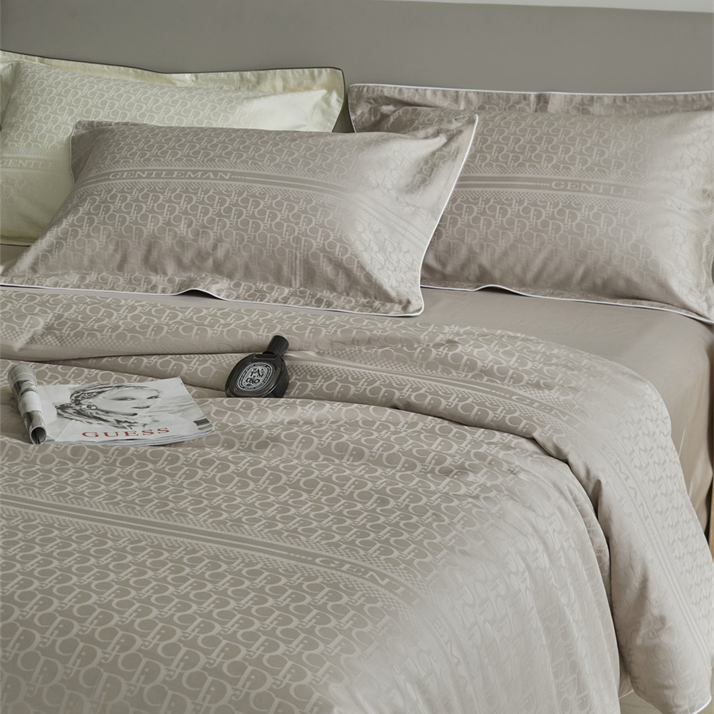 Super suave Clase A ~ 80s Aksu de fibra larga de algodón jacquard de cuatro piezas conjunto de alta calidad de algodón puro sábana apta para la piel sábana ajustable