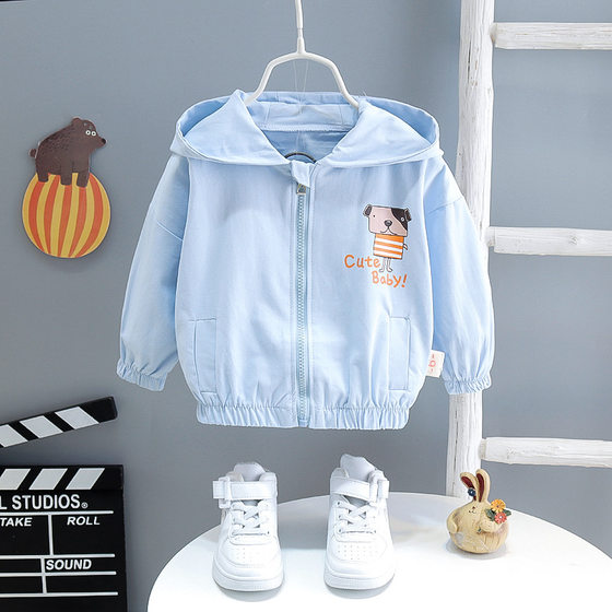 2021 Yellow Short Korean Style Spring and Autumn Casual Cartoon Long Sleeve Stylish Hooded Spring and Autumn Zipper Shirt for Boys and Girls