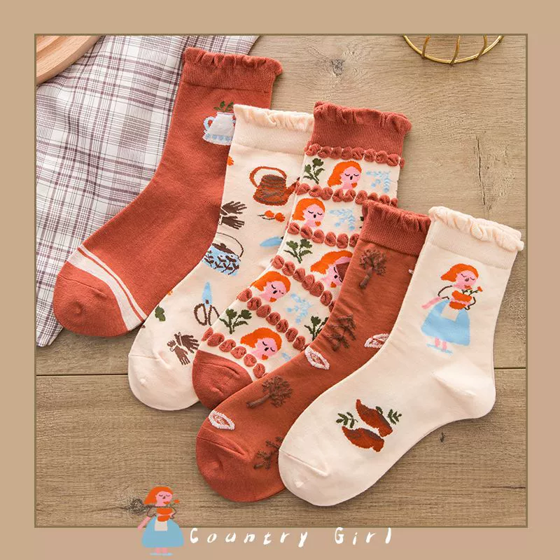 Autumn cartoon cute socks, direct factory sales, mid-length, Korean style
