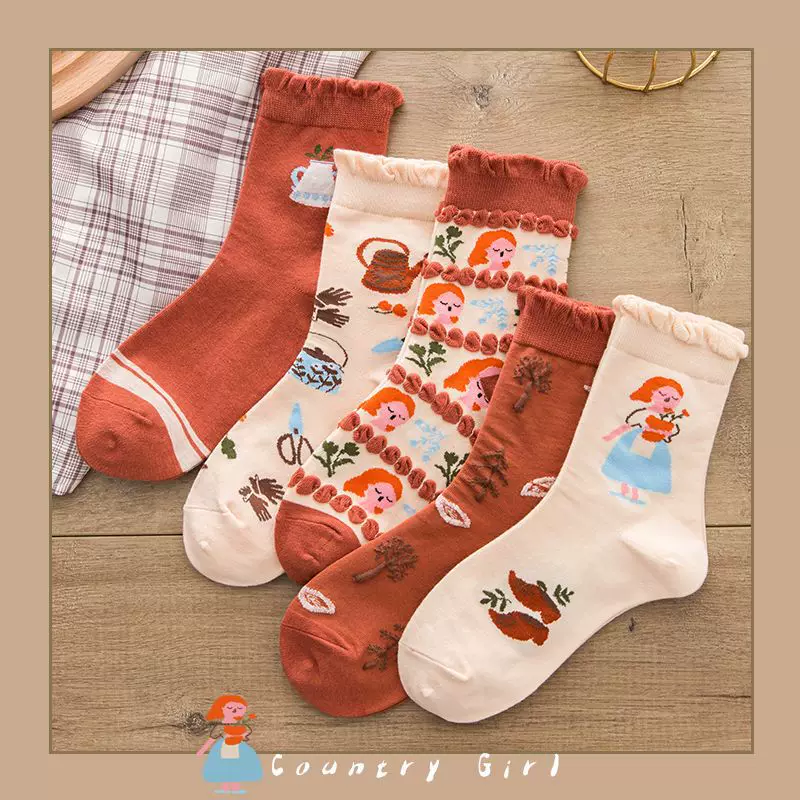 Autumn cartoon cute socks, direct factory sales, mid-length, Korean style