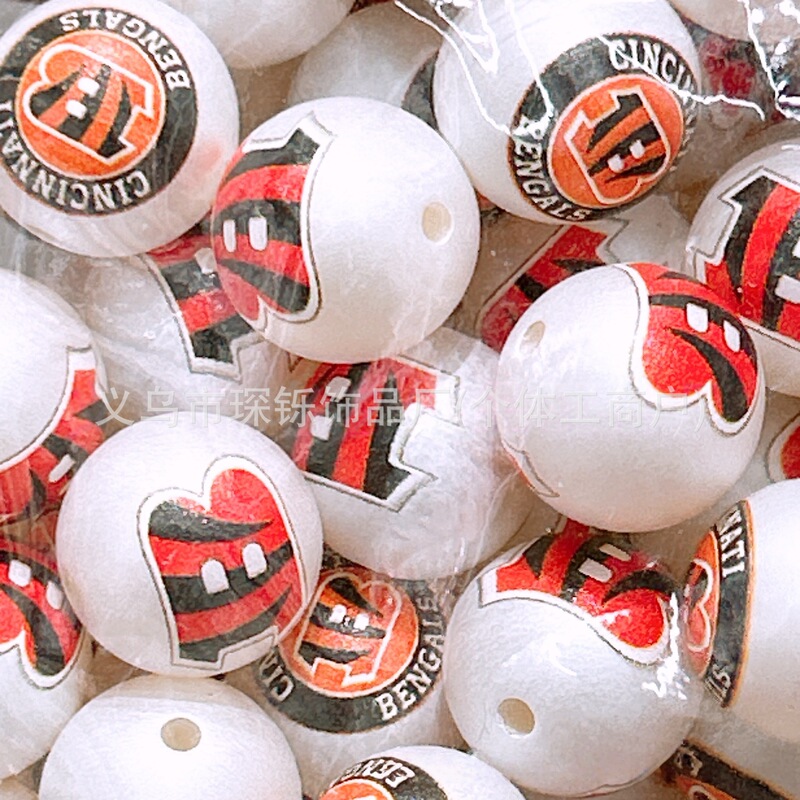 Acrylic Printed Nfl Football Team Round Beads DIY Beaded Pen Car Hanging Ornaments Accessories Wholesale Acrylic Printed Nfl Football Team Round Beads DIY Beaded Pen Car Hanging Ornaments Accessories Wholesale