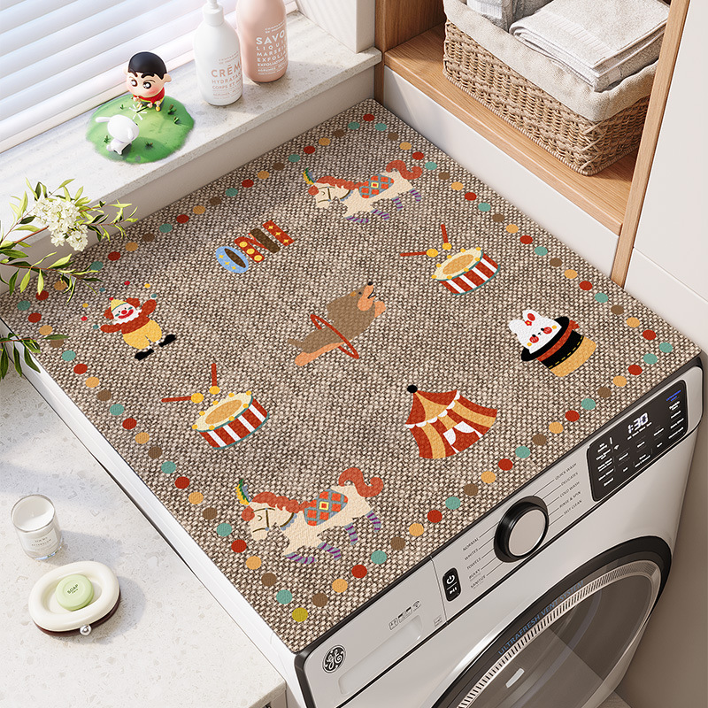Cartoon Drum Washing Machine Dust Cover Washing Machine Diatom Mud Pad Absorbent Bedside Table Refrigerator Countertop Protection Mat