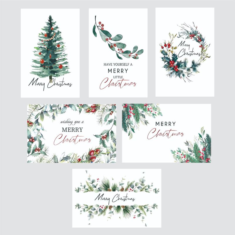 アマゾンクリスマスセット油絵グリーティングカードクリスマスツリー鈴ヘラジカ祝福6枚セット贈呈シール|undefined