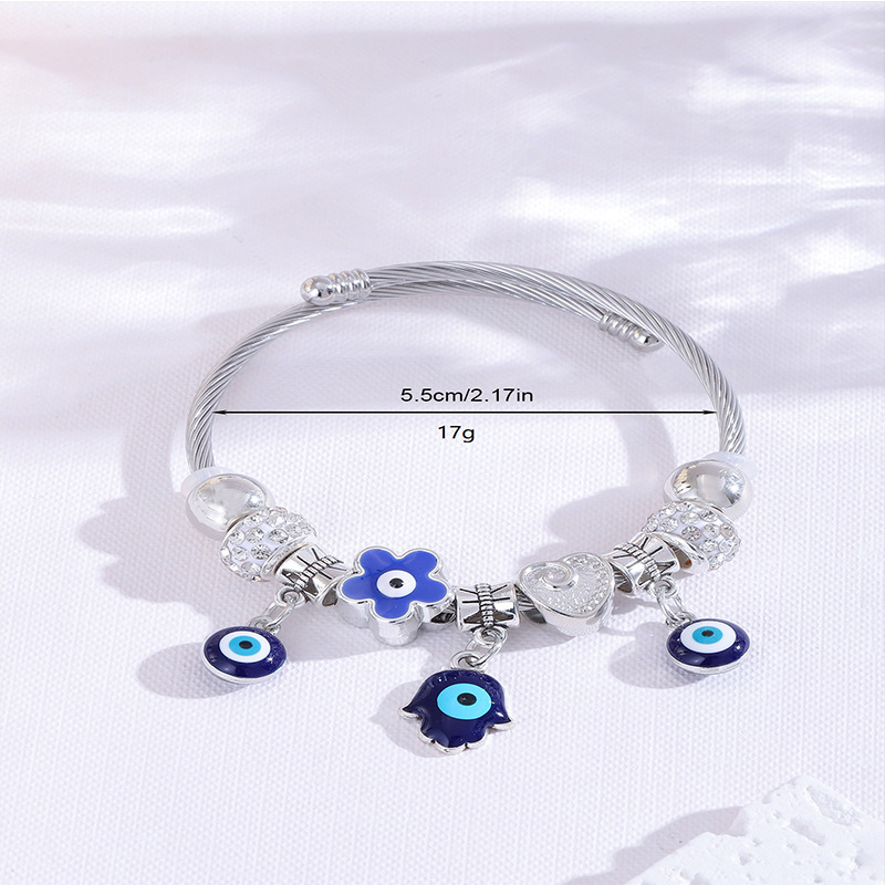 Brazalete Panjia Dora DIY Beaded Ojos del Demonio Brazalete abierto de flores Brazalete