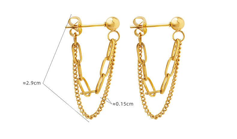 European And American Cool Ins Trend Style Non Fading Tassel Double-layer Chain Earrings Titanium Steel Gold-plated Earrings_voghion.com