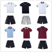 【现货】夏季英伦风中小学生校服短袖珠地棉网眼Polo衫儿童班服