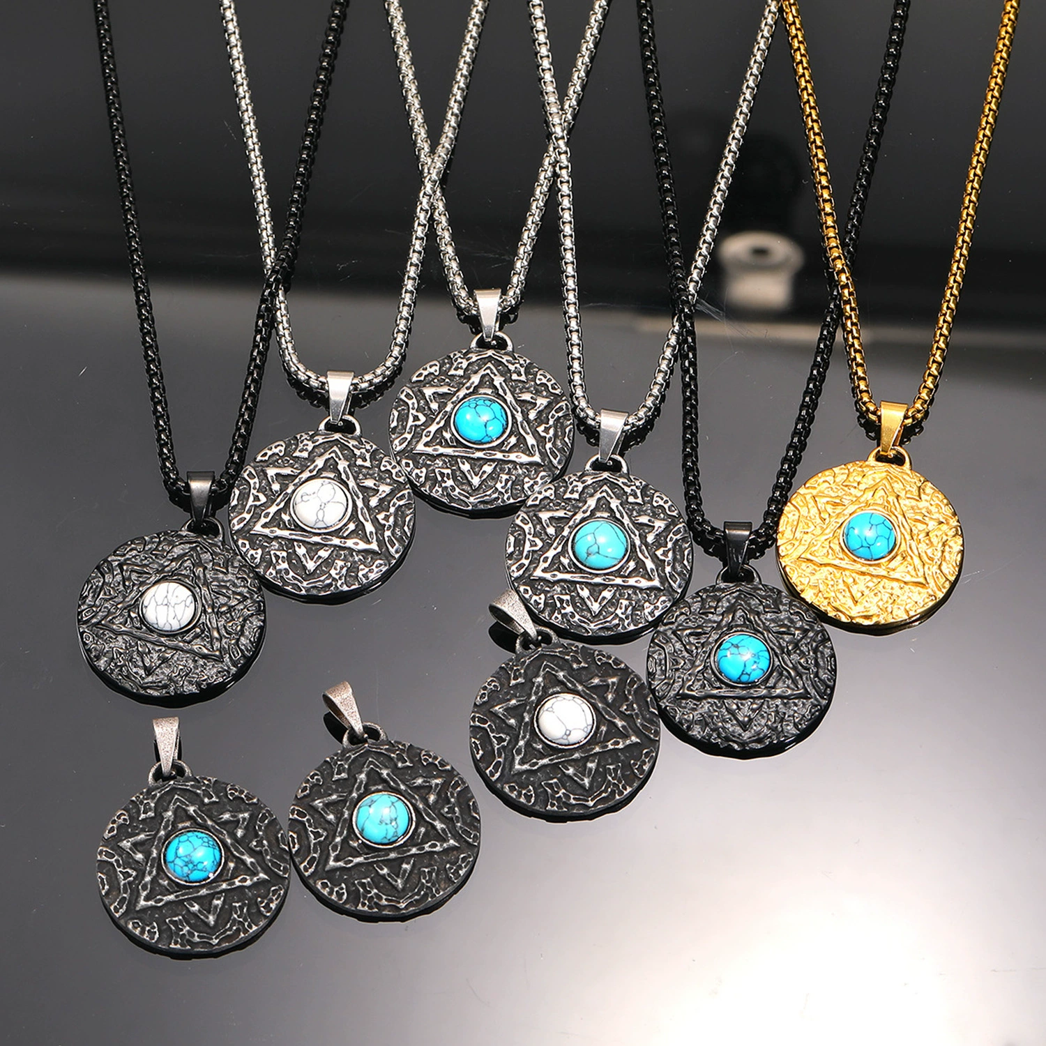 П pendant из нержавеющей стали с камнем, ретро брендовая подвеска, ожерелье, качественный стиль