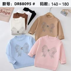 新しい女の子のミッドハイカラープルオーバーセーター、秋冬の白いセーター、ファッショナブルで多用途な子供用暖かいトップス