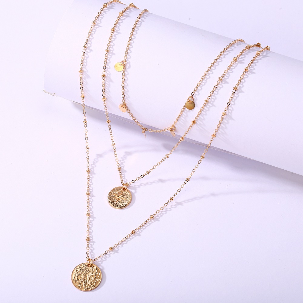 Fashion Geometric Multi-layer Irregular Disc Pendant Necklace display picture 4