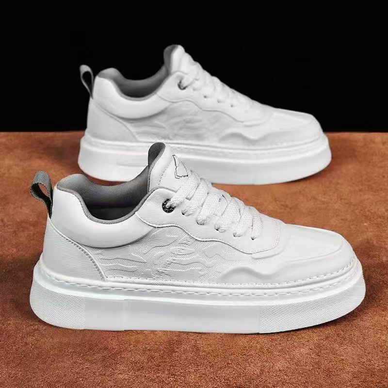 Men's Shoes 2026 Spring New Casual Leather White Sneakers Men's Lightweight Thick-Soled Sports Sneakers Dad Shoes Trendy Shoes