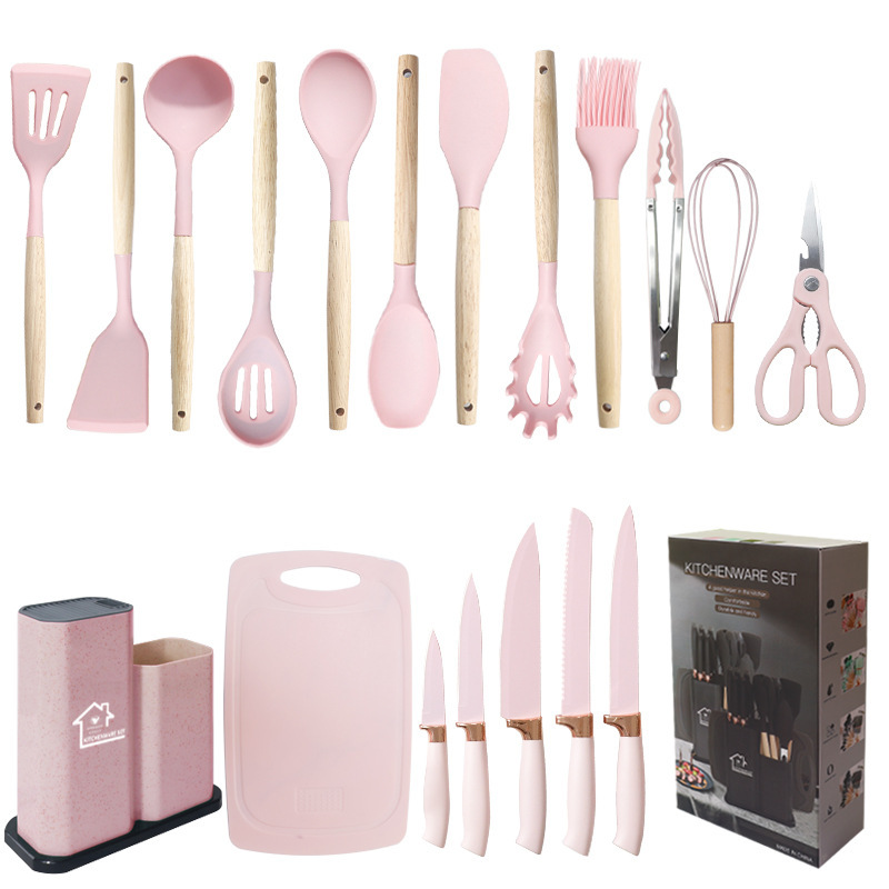 19 piezas de silicona de cocina de silicona antiadherente, cocina de silicona de grado alimenticio, cuchillos de cocina al por mayor