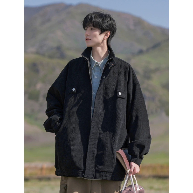 Вельветовая куртка мужская весенняя и осенняя сюртук 2024 новые мальчики свободная повседневная мужская одежда прилив