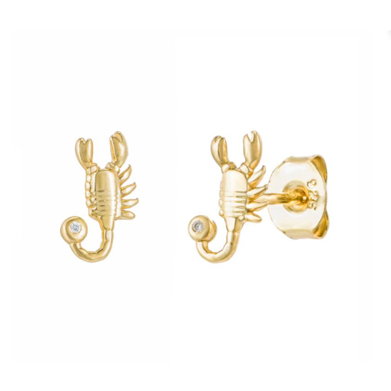 1 Pair Quantity Daily, Street Occasion 925 Sterling Silver Material 1 Pair 18K Gold Plated 925 Sterling Silver Zircon Scorpion Ear Studs