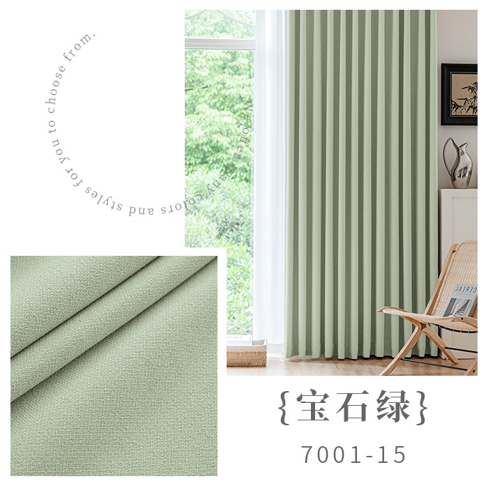 Nuevo matcha verde cortina de sombrilla completa ventana de dormitorio sombrilla de ventana flotante tela de algodón y lino estilo francés lujoso cortina antibacteriana