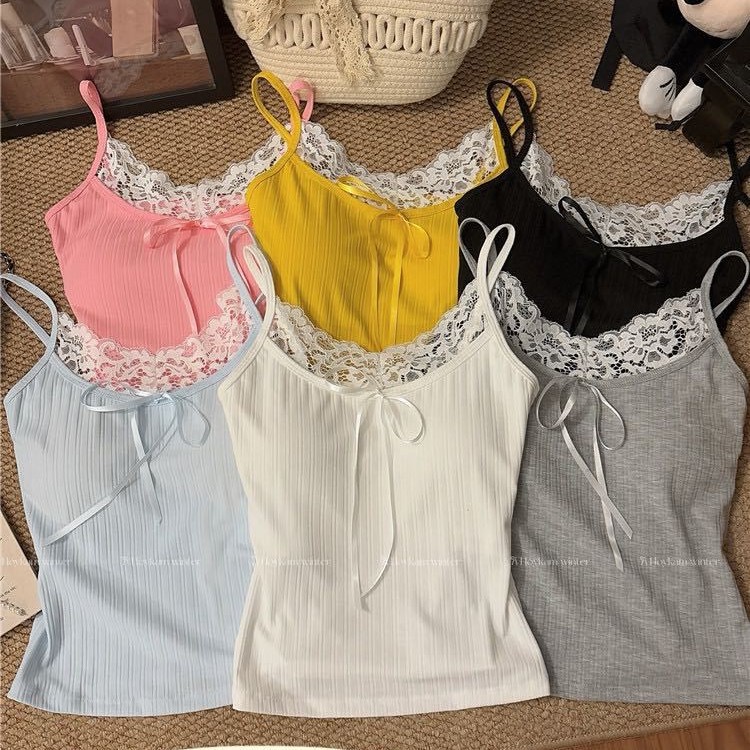 Sweet Spice Girl Lace Sling Vest Women's Belt Chest Pad Sexy Pure Style Beautiful Back Inner Wearing Outer Wearing Base Top