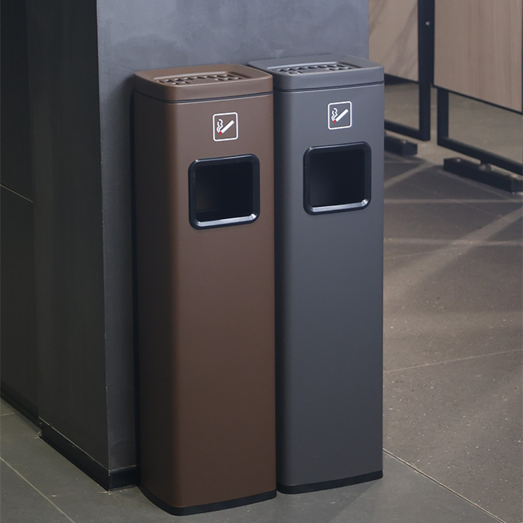 Cubo de ceniza de acero inoxidable negocio aeropuerto columna de ceniza Área de fumadores columna de colilla de cigarrillos Cubo de extinción de humo al aire libre Área de fumadores bote de basura