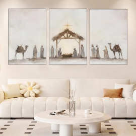 耶稣诞生装饰画跨境热款艺术墙壁画上帝帆布无框画沙发背景墙挂画