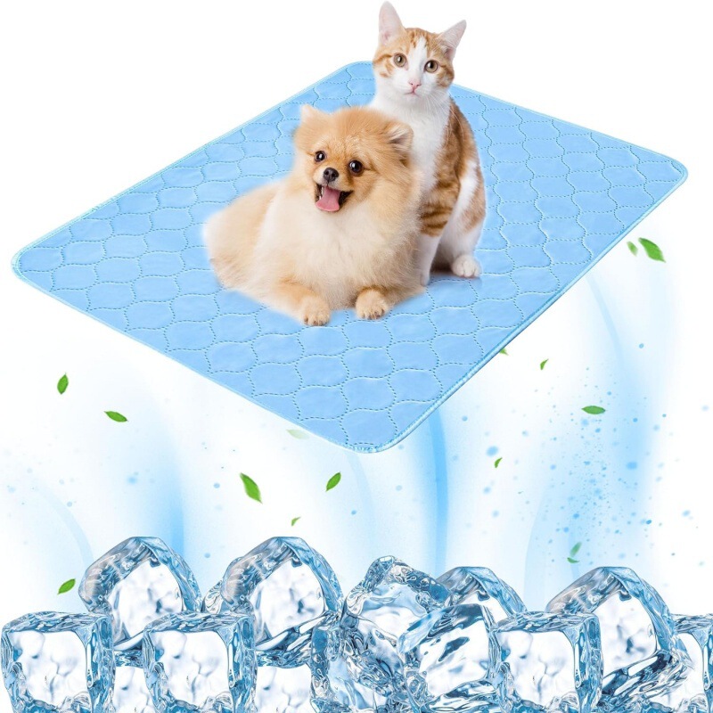 Amazon Hot Sale Summer Pet Mat Ice Silk Cat and Dog Cooling Mat Machine Washable Bottom Waterproof Non-Slip Pet Mat