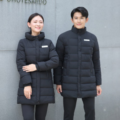 男女同款職業裝羽絨棉服中長款冬季氣質修身防水工裝珠寶店工作服