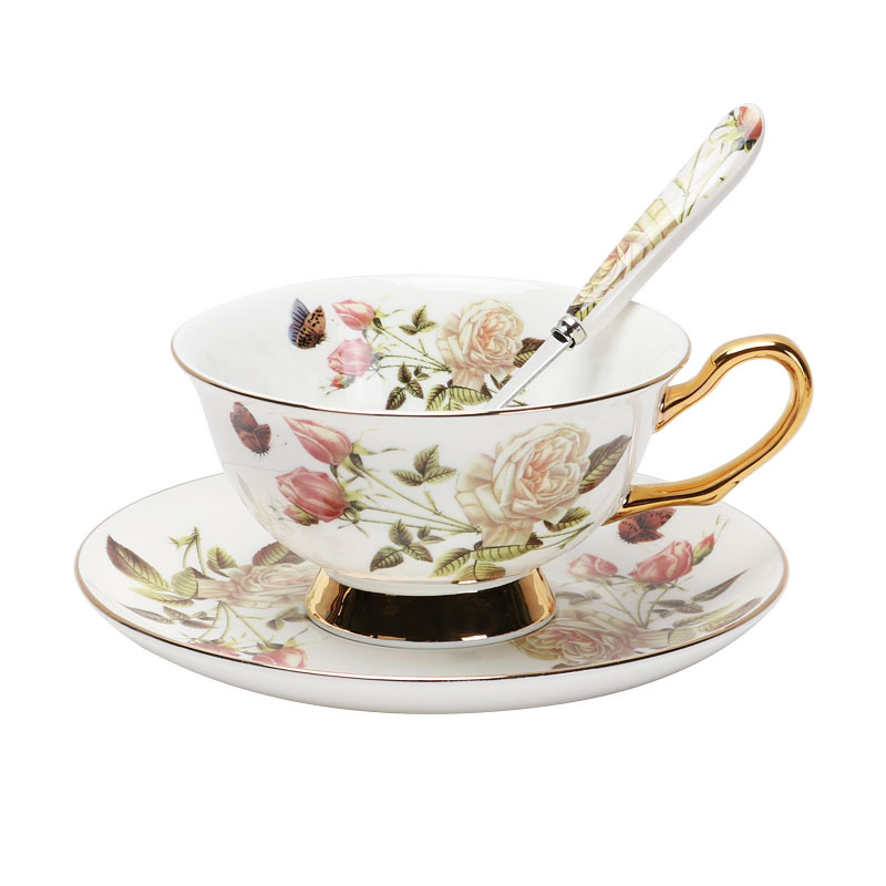 De estilo europeo de alta gama exquisito hueso China taza de café y platillo traje británico tarde juego de té caja de regalo