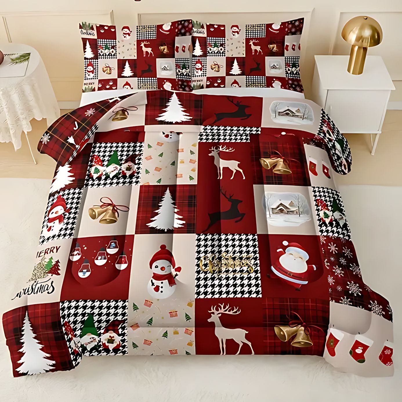 TEMU / JIT Santa impresión digital de alta definición 180gms colcha fuente del kit de fabricantes para la imagen se puede fijar