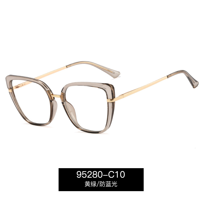 95280 nuevo retro Comercio exterior marco artístico gafas de mujer adelgazamiento anti-azul gafas de luz metal TR90 gafas lisas marco