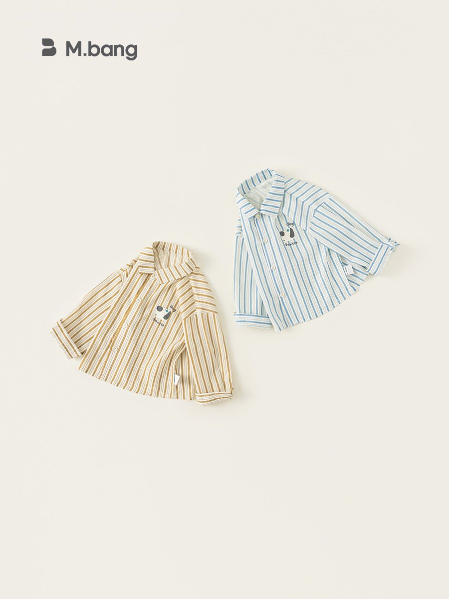 Youbao ropa para niños 2025 primavera para niños camisa coreana estilo occidental camisa suelta casual para niños a rayas tops de todo fósforo