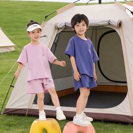 男童短袖套装冰丝夏季女童羽毛球服儿童运动速干衣中大童学生夏装