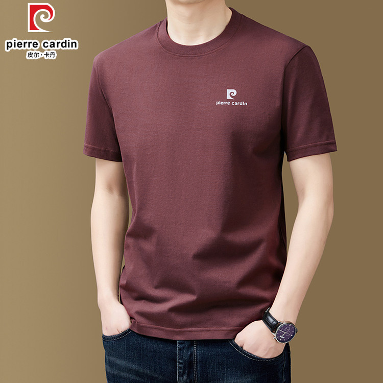 Summer cotton short sleeve T-shirt with a round collar
