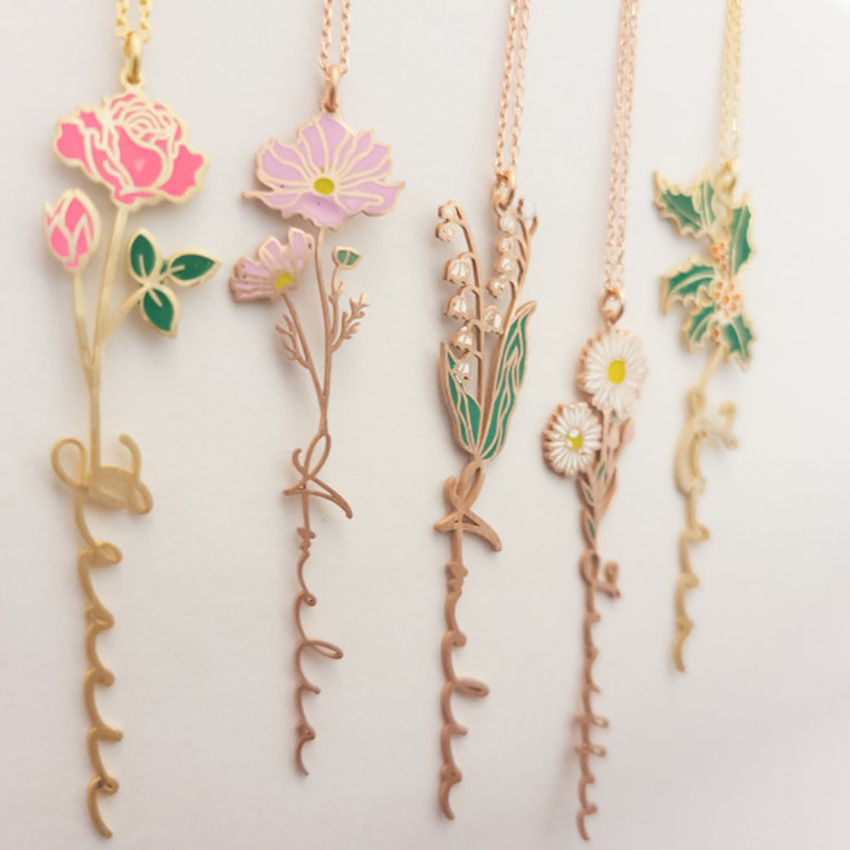 Fashion Simple Style Flower Titanium Steel Flowers Necklace_colorza_7