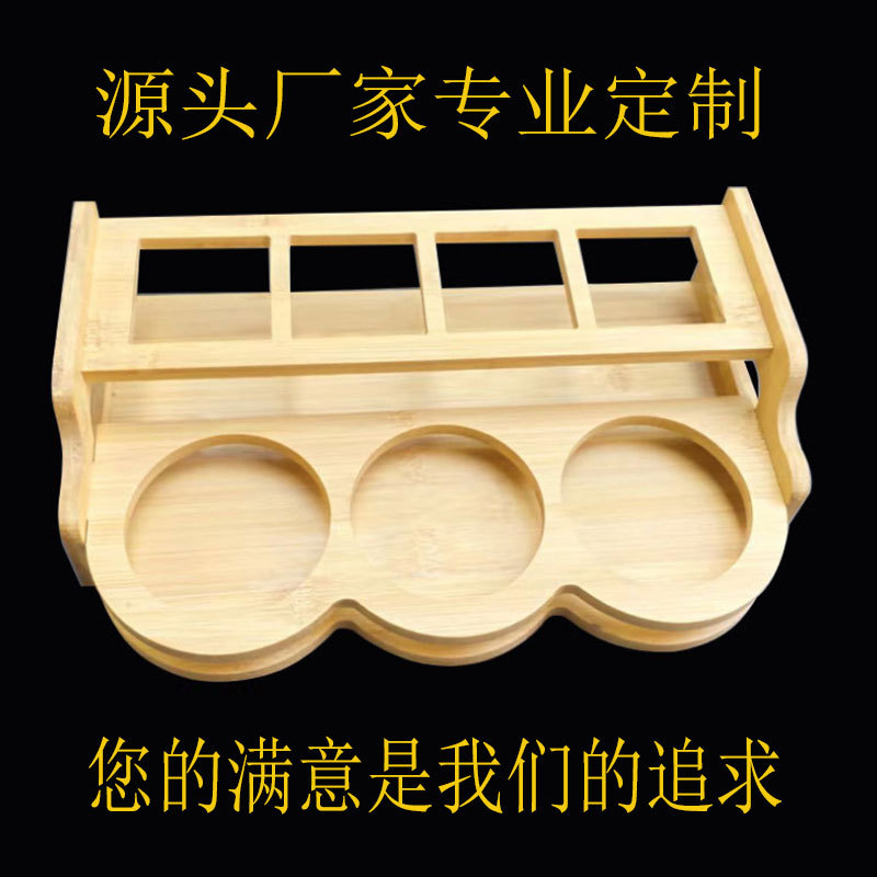 Wholesale Kitchen Condiment Supplies Storage Rack Creative Home Desktop Cosmetics Wash Double-Layer Wooden Storage Rack